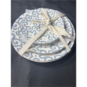 New Gray Swirl Ceramic Trinket Plate Set of 3 NWT